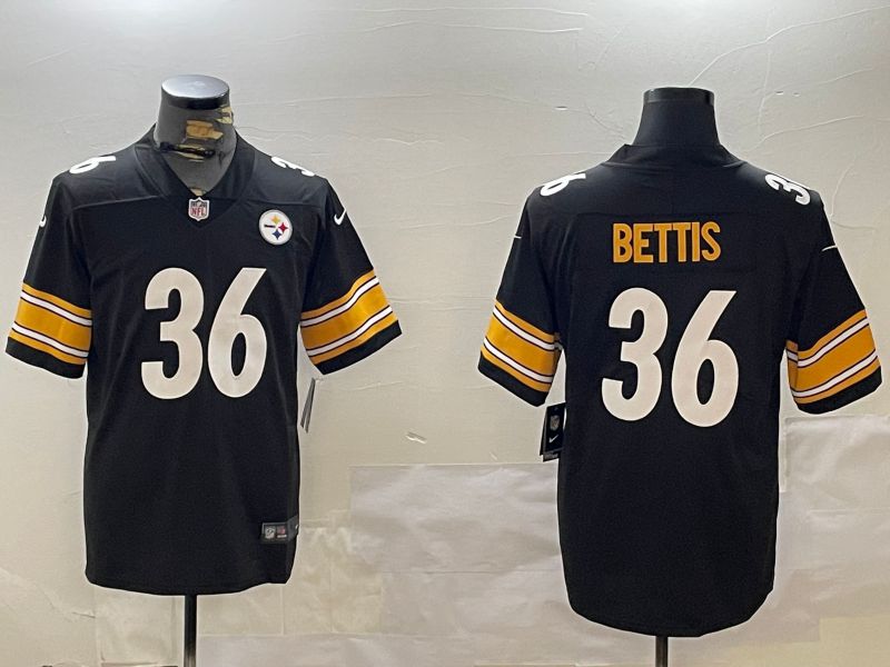 Men Pittsburgh Steelers #36 Bettis Black 2024 Nike Limited NFL Jersey style 1->pittsburgh steelers->NFL Jersey